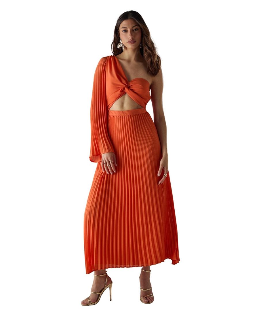 Платье-миди из шифона с одним открытым плечом и вырезом Warehouse, Orange
Платье-миди из шифона с одним открытым плечом и вырезом Warehouse, Orange