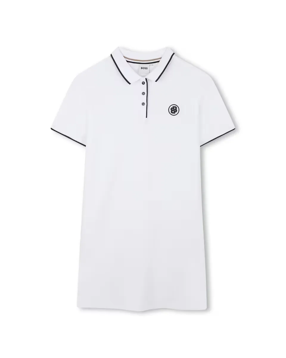 Платье для девочки с короткими рукавами и вырезом поло BOSS Kidswear, белый
Платье для девочки с короткими рукавами и вырезом поло BOSS Kidswear, белый