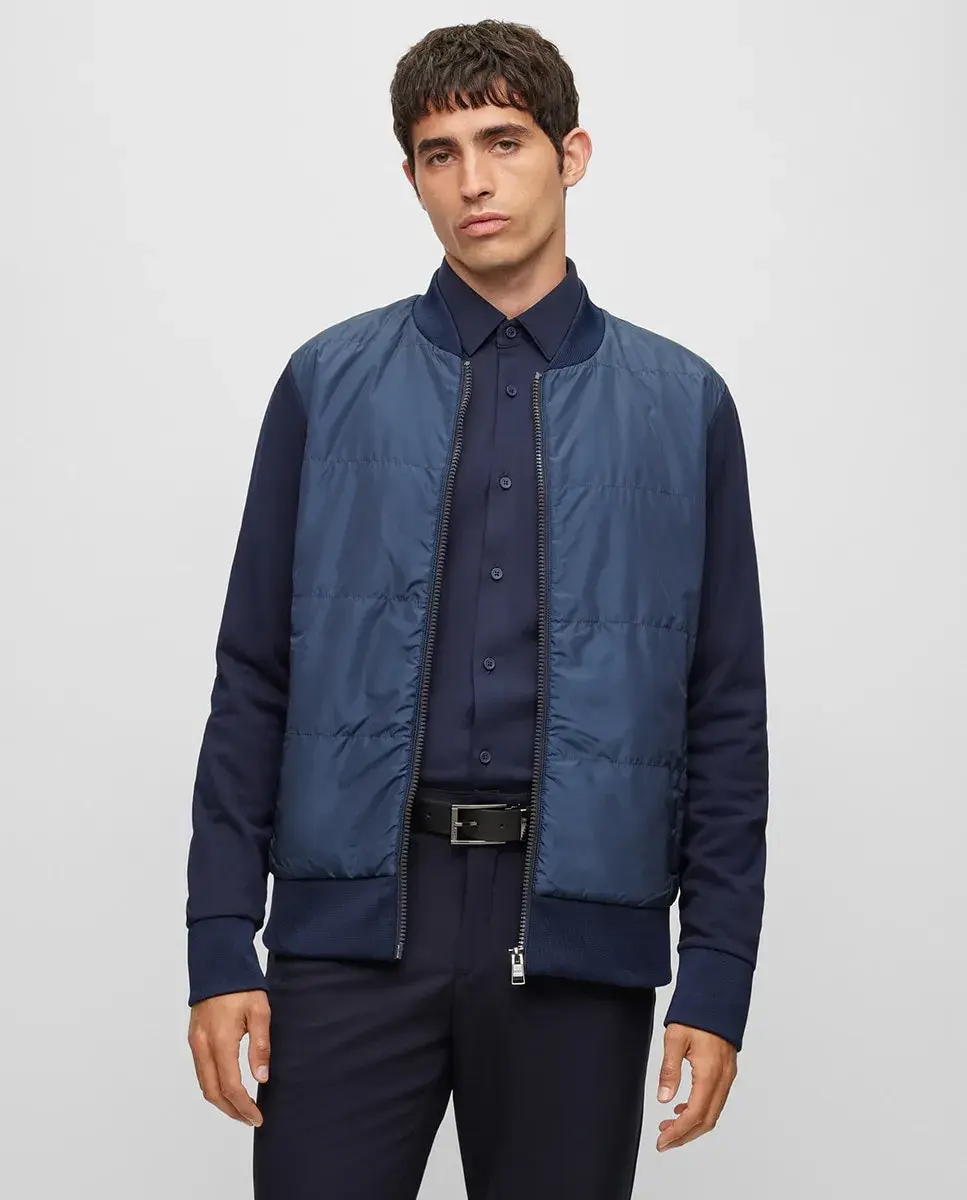 Гибридная толстовка с молнией из махрового хлопка Boss, темно-синий
Гибридная толстовка с молнией из махрового хлопка Boss, темно-синий