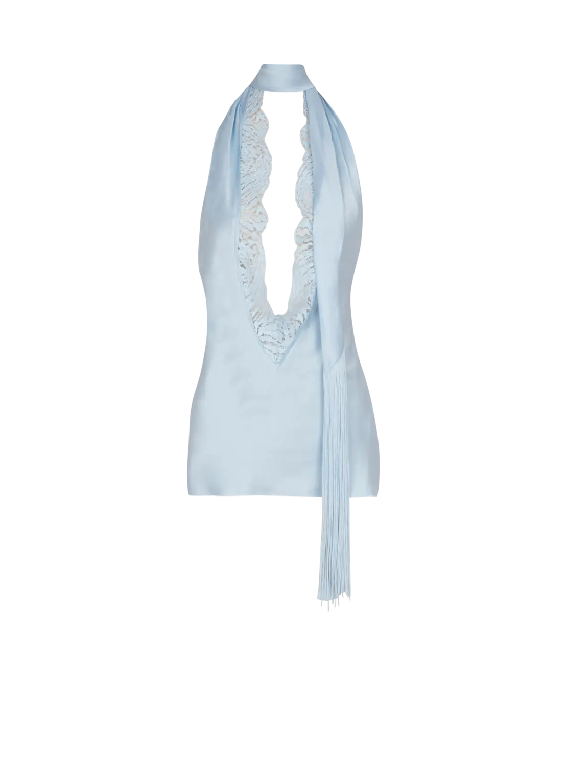 Атласный топ без спинки с бахромой Balmain, синий/розовый
Атласный топ без спинки с бахромой Balmain, синий/розовый