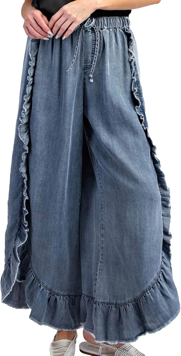 SOMTHRON женские палаццо джинсы широкие с эластичным поясом
SOMTHRON женские палаццо джинсы широкие с эластичным поясом