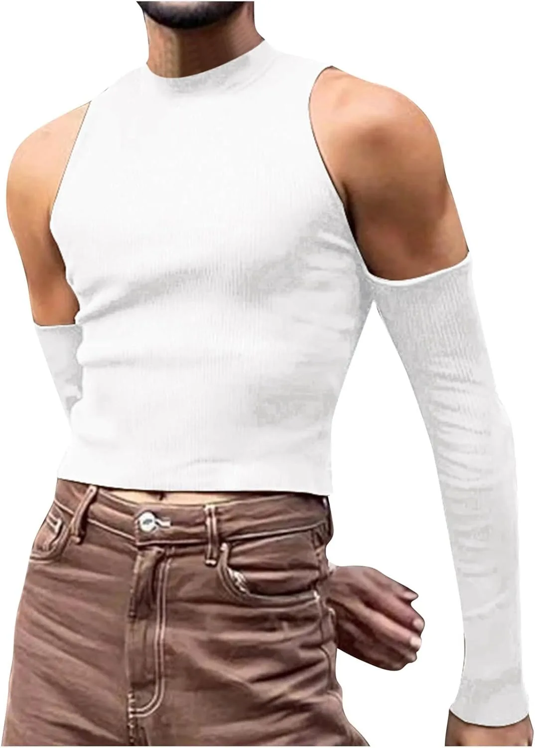 Мужской свитер без рукавов с высоким воротником
Мужской свитер без рукавов с высоким воротником