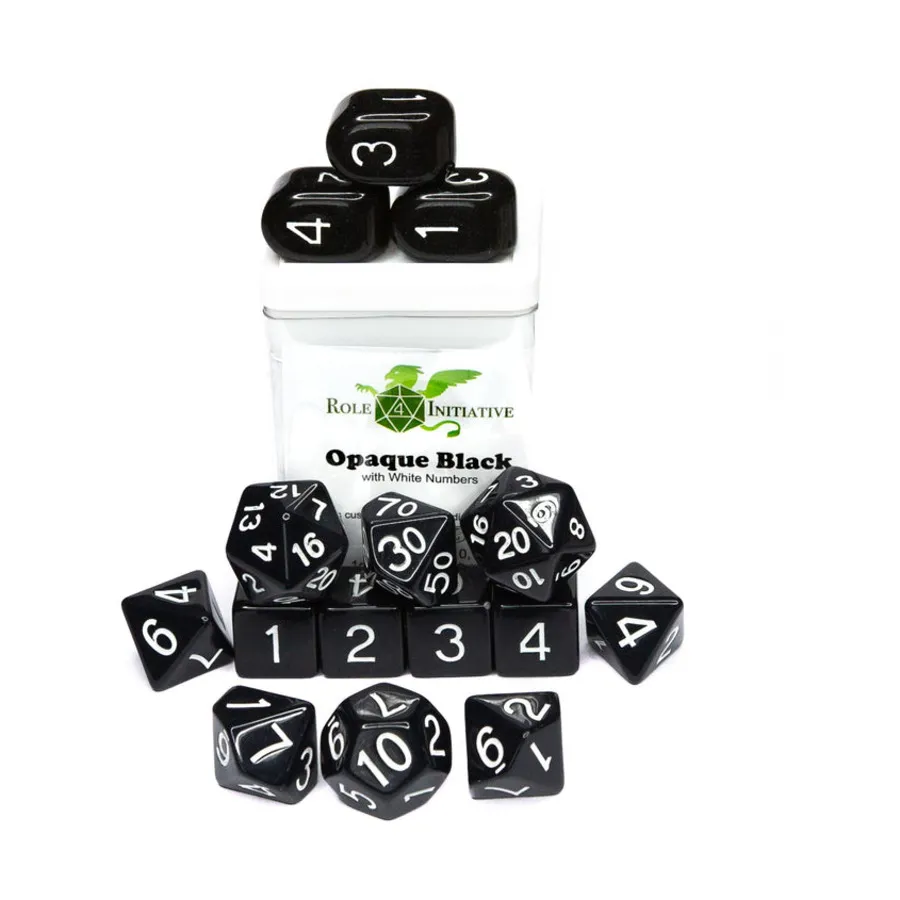 Набор Poly — непрозрачный черный с белым и Arch'd4 (15), Game Dice - Opaque (Role 4 Initiative)
Набор Poly — непрозрачный черный с белым и Arch'd4 (15), Game Dice - Opaque (Role 4 Initiative)