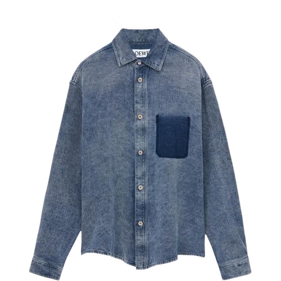 Джимовая рубашка с нашивкой-логотипом LOEWE, серо-голубой
Джимовая рубашка с нашивкой-логотипом LOEWE, серо-голубой