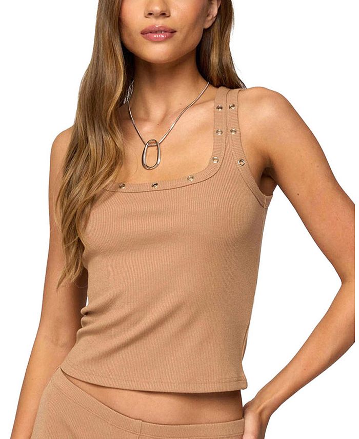 Хасел Топ с рубчиками и люверсами Edikted, коричневый
Хасел Топ с рубчиками и люверсами Edikted, коричневый