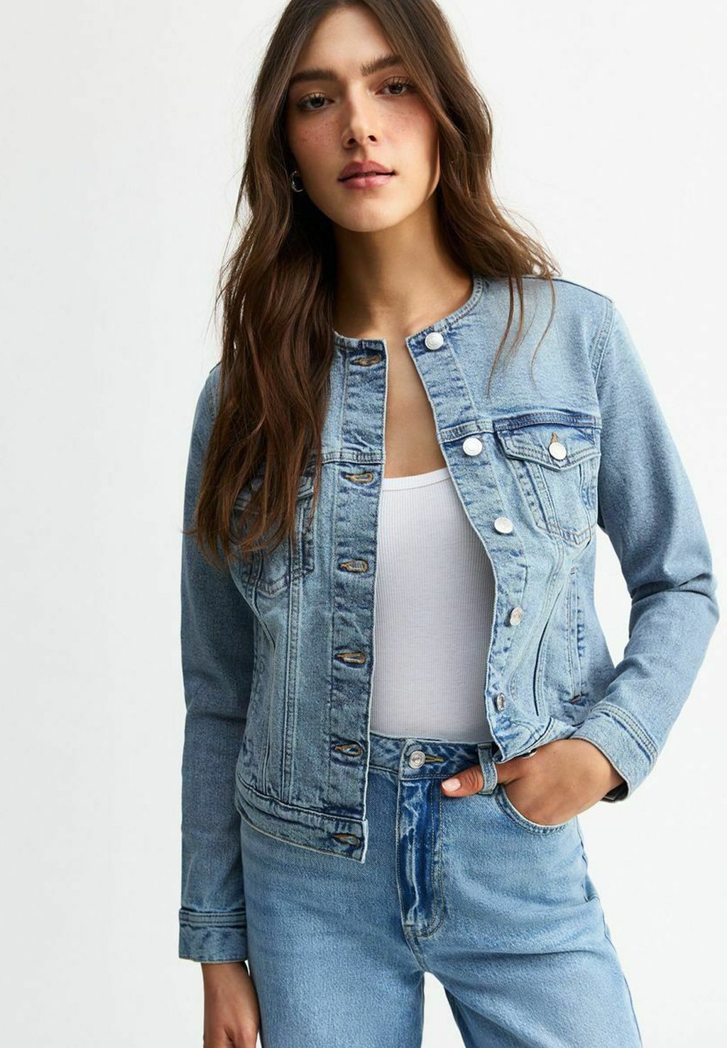 Джинсовая куртка COLLARLESS New Look, синий
Джинсовая куртка COLLARLESS New Look, синий