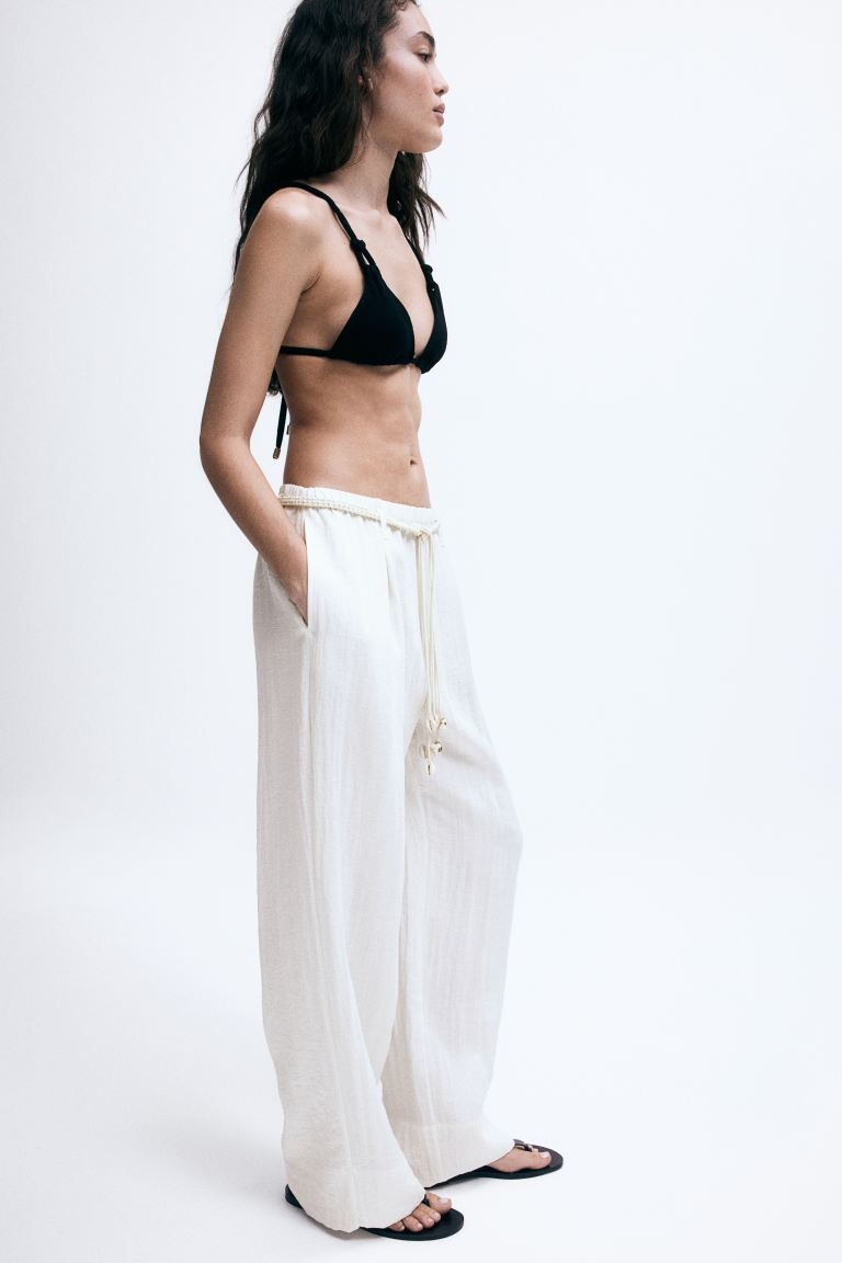 Брюки с поясом макраме H&M, бежевый
Брюки с поясом макраме H&M, бежевый