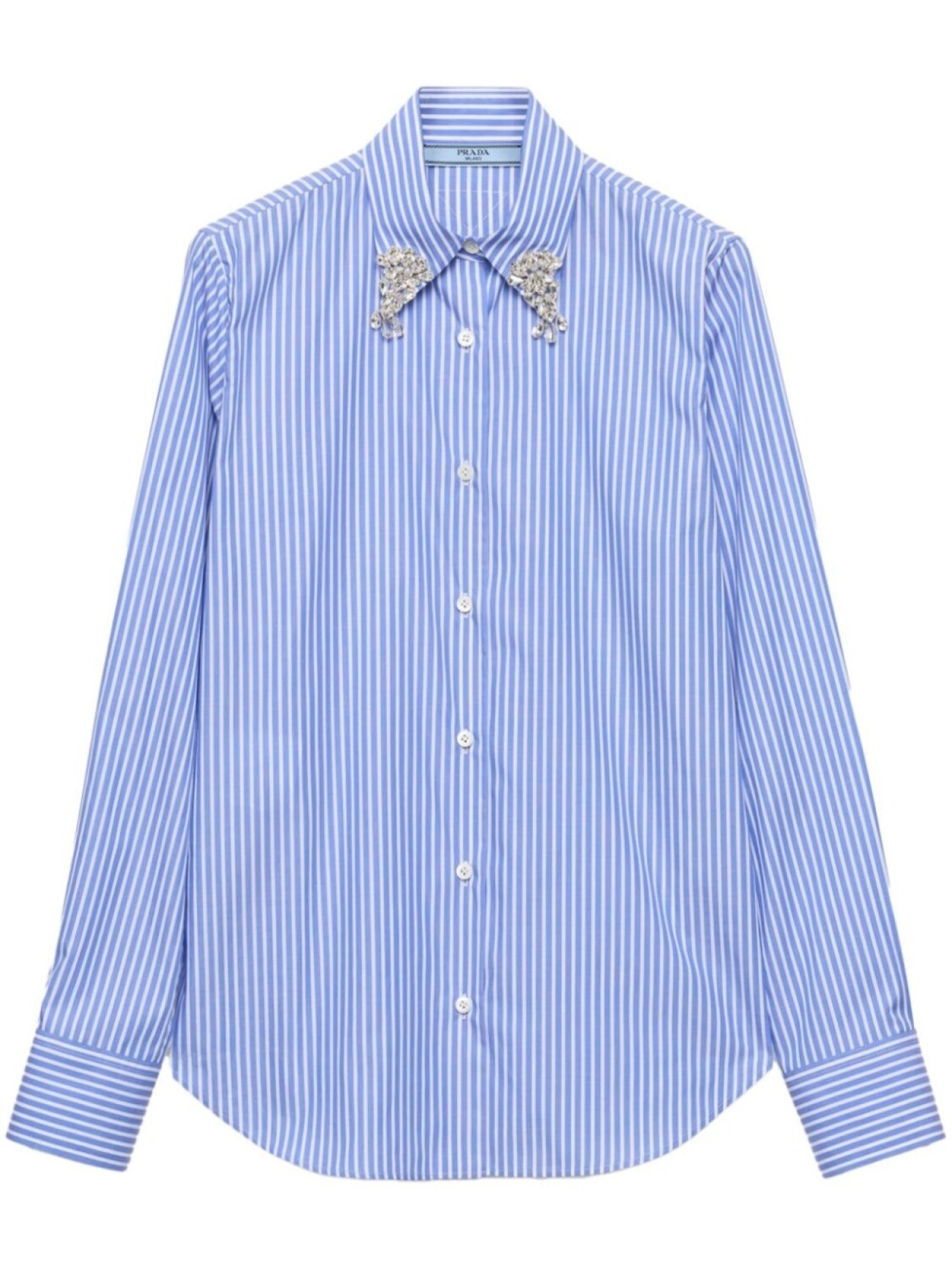 Рубашка в полоску с вышивкой Prada, синий
Рубашка в полоску с вышивкой Prada, синий