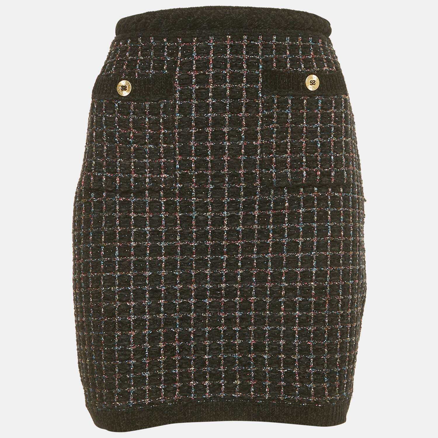 Мини-юбка Sandro из черного бархата и твида с люрексом
Мини-юбка Sandro из черного бархата и твида с люрексом