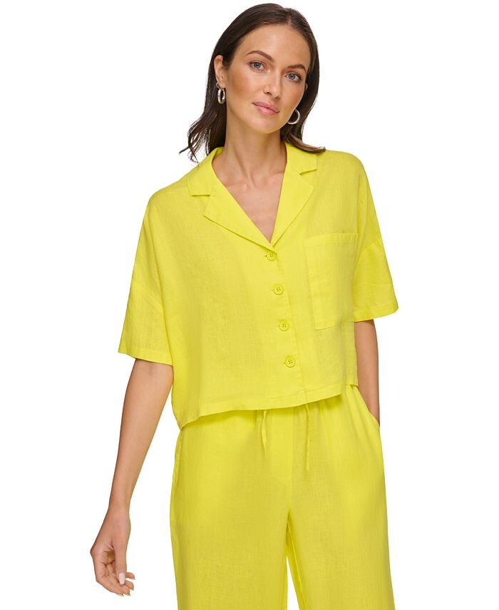 Женский льняной топ с рукавами «летучая мышь» на пуговицах спереди DKNY, желтый
Женский льняной топ с рукавами «летучая мышь» на пуговицах спереди DKNY, желтый