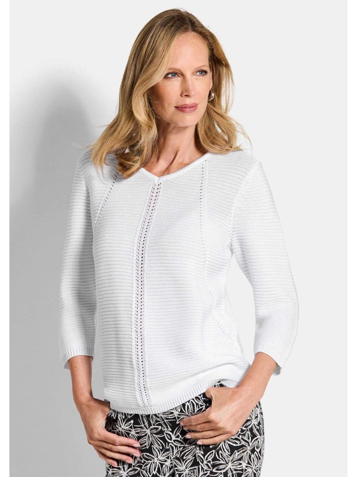 GOLDNER Элегантный свитер с V-образным вырезом белого цвета
GOLDNER Элегантный свитер с V-образным вырезом белого цвета