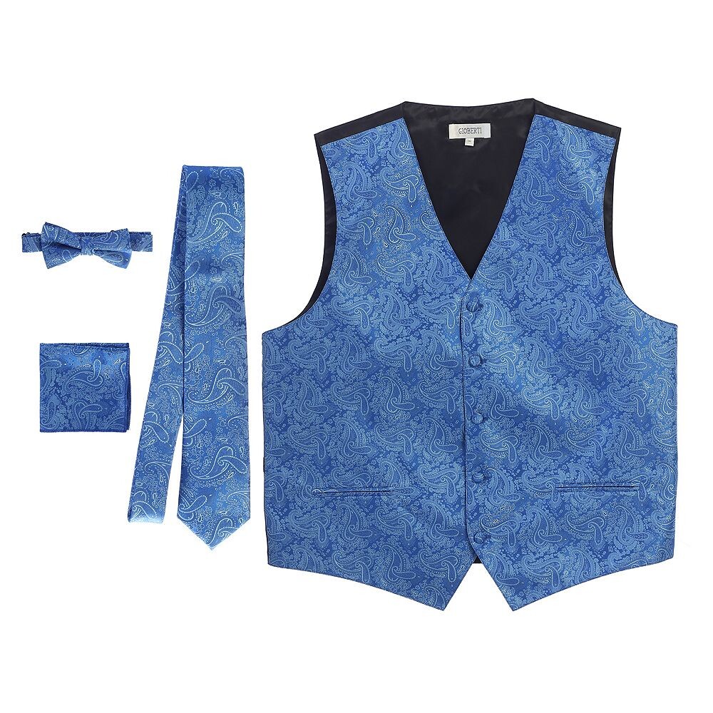 Мужской формальный жилет Gioberti из 4 предметов с узором пейсли, галстук-бабочка и нагрудный платок, цвет Royal Blue
Мужской формальный жилет Gioberti из 4 предметов с узором пейсли, галстук-бабочка и нагрудный платок, цвет Royal Blue