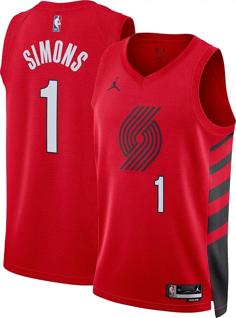 Jordan Мужская красная майка Nike Portland Trail Blazers Anfernee Simons #1 Dri-FIT Swingman
Jordan Мужская красная майка Nike Portland Trail Blazers Anfernee Simons #1 Dri-FIT Swingman
