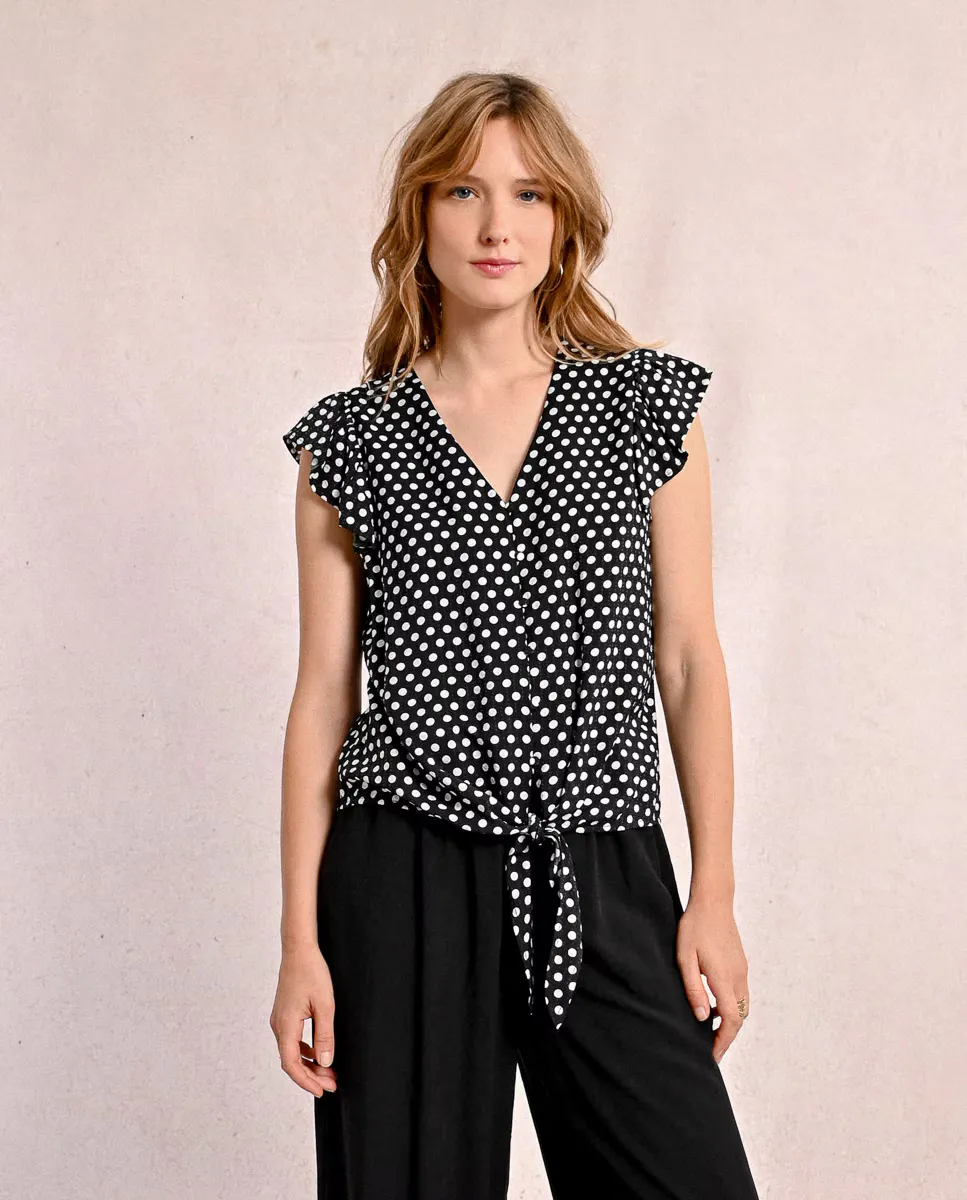 Женская рубашка с узлом и узором в горошек Molly Bracken, черный
Женская рубашка с узлом и узором в горошек Molly Bracken, черный