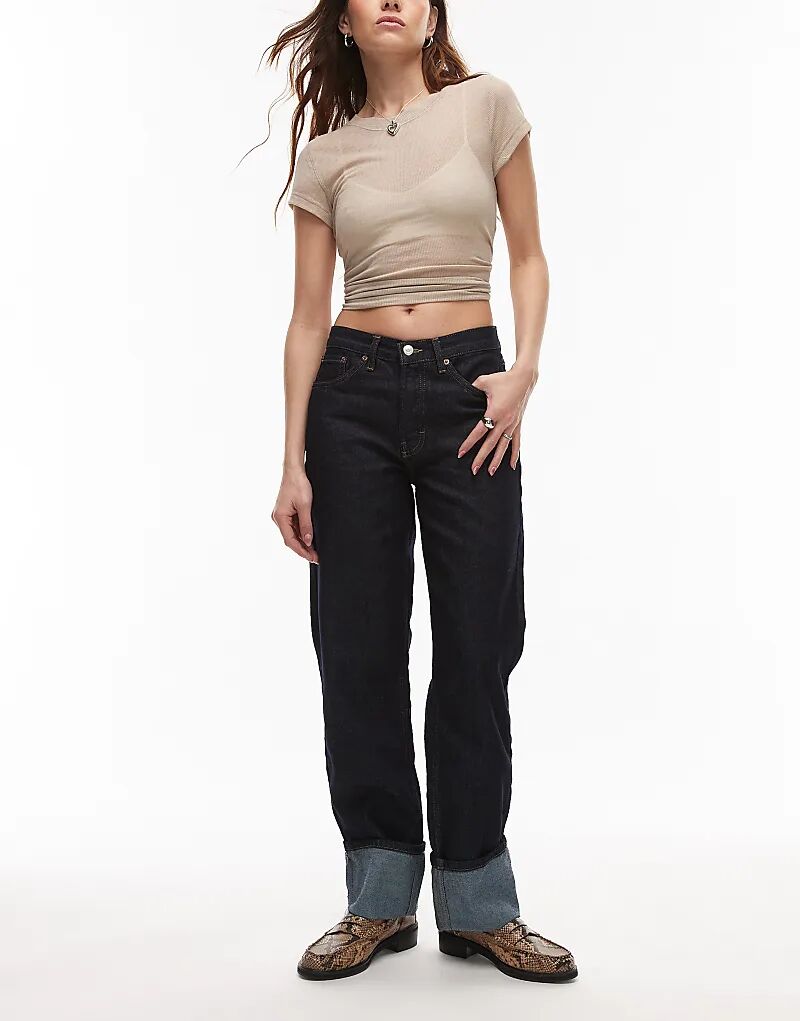 Джинсы Topshop Runway со средней посадкой, прямые, с отворотами, цвета индиго
Джинсы Topshop Runway со средней посадкой, прямые, с отворотами, цвета индиго