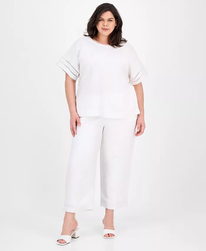 Блузка больших размеров на пуговицах сзади и брюки широкого кроя Anne Klein, белый
Блузка больших размеров на пуговицах сзади и брюки широкого кроя Anne Klein, белый