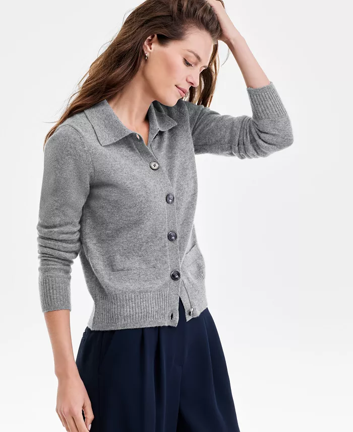 Женский укороченный кардиган из 100% кашемира с воротником Charter Club, серый
Женский укороченный кардиган из 100% кашемира с воротником Charter Club, серый