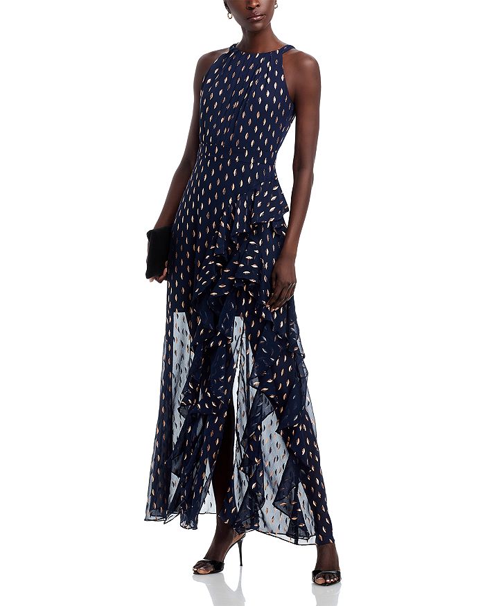 Металлическое платье с рюшами из шифона "Crescent" - эксклюзив AQUA, синий
Металлическое платье с рюшами из шифона "Crescent" - эксклюзив AQUA, синий