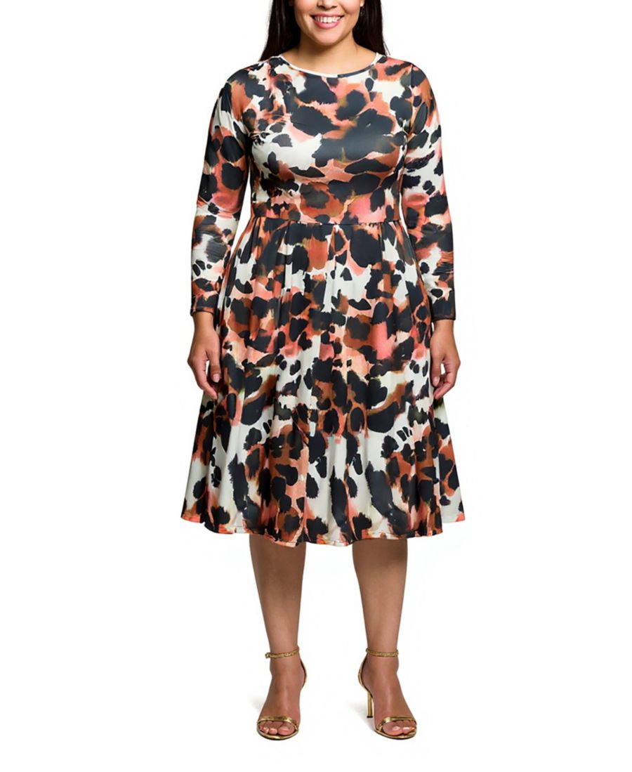 Платье миди с длинными рукавами больших размеров 24seven Comfort Apparel, Brown Multi
Платье миди с длинными рукавами больших размеров 24seven Comfort Apparel, Brown Multi