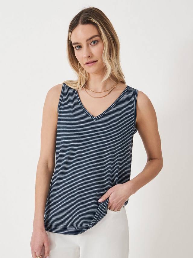 Полосатая хлопковая майка с V-образным вырезом Crew Clothing
Полосатая хлопковая майка с V-образным вырезом Crew Clothing