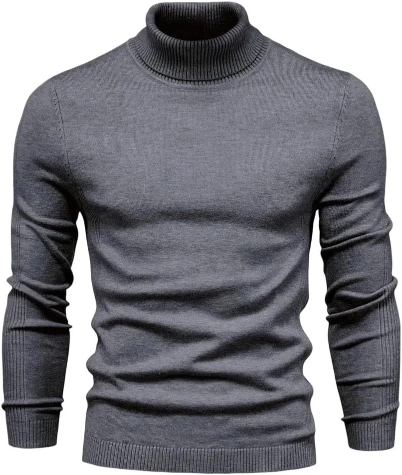Мужской свитер с высоким воротником, повседневный однотонный теплый пуловер
Мужской свитер с высоким воротником, повседневный однотонный теплый пуловер