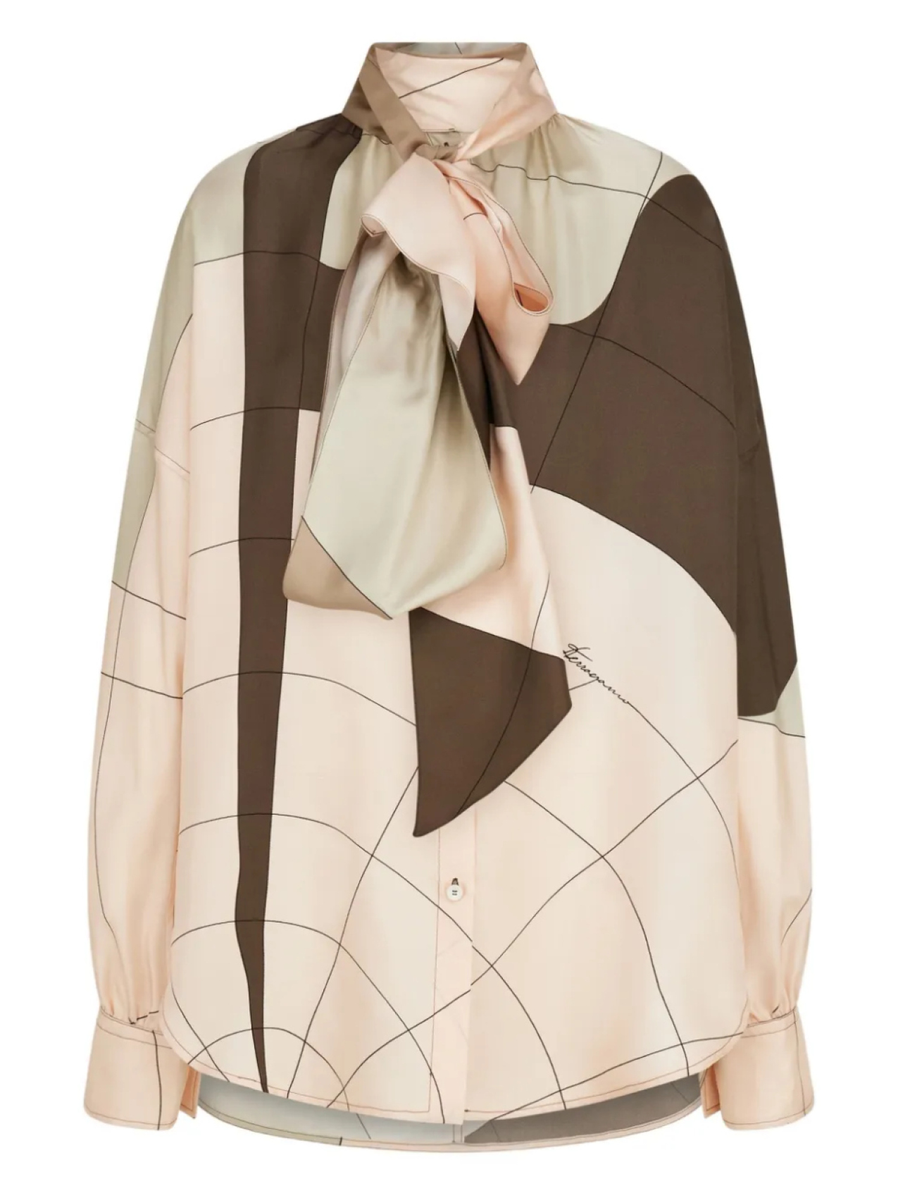 Шелковая рубашка с поясом Ferragamo, нейтральный
Шелковая рубашка с поясом Ferragamo, нейтральный