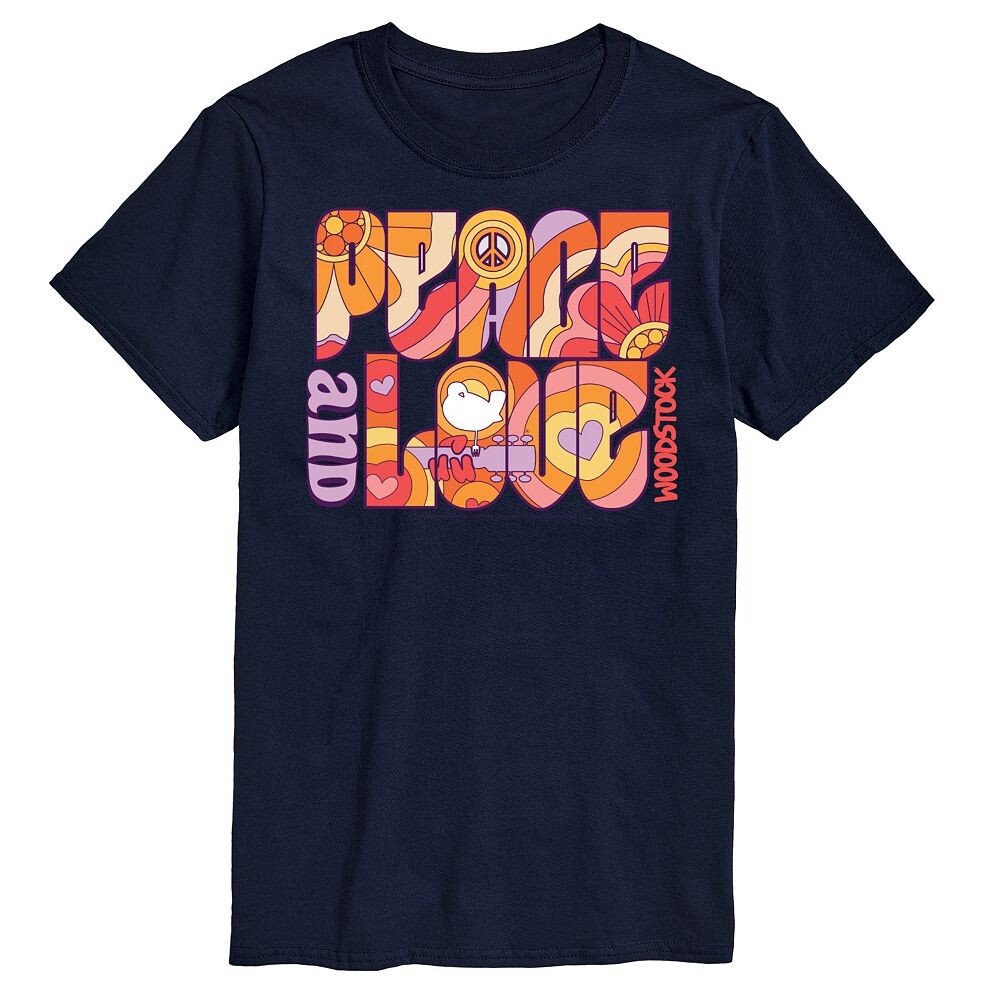 Мужская футболка с рисунком Woodstock Peace And Love Licensed Character, темно-синий 
Мужская футболка с рисунком Woodstock Peace And Love Licensed Character, темно-синий
