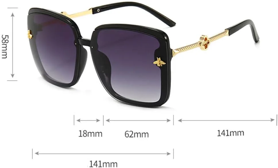 Солнцезащитные очки Fashion Bee большого размера для женщин и мужчин, винтажные металлические, универсальные солнцезащитные очки для женщин generic, Black Gray
Солнцезащитные очки Fashion Bee большого размера для женщин и мужчин, винтажные металлические, универсальные солнцезащитные очки для женщин generic, Black Gray