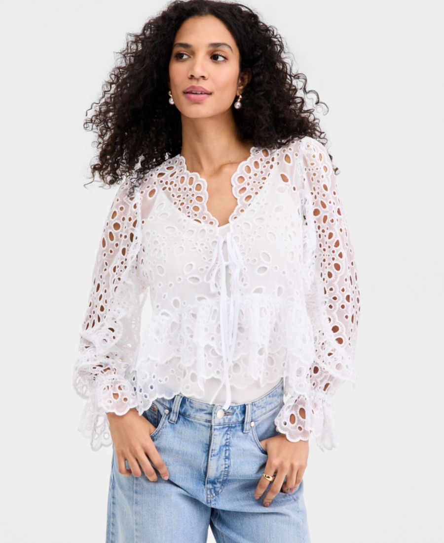 Женская тканая блузка с длинными рукавами и ажурной отделкой On 34th, Bright White
Женская тканая блузка с длинными рукавами и ажурной отделкой On 34th, Bright White