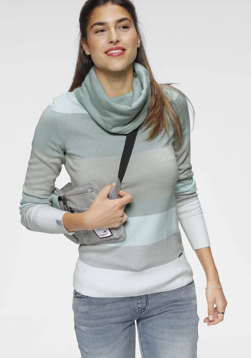 Свитер-водолазка KangaROOS в полоску с высоким воротником-стойкой, цвет Hellgrau-Türkis-Gestreift
Свитер-водолазка KangaROOS в полоску с высоким воротником-стойкой, цвет Hellgrau-Türkis-Gestreift