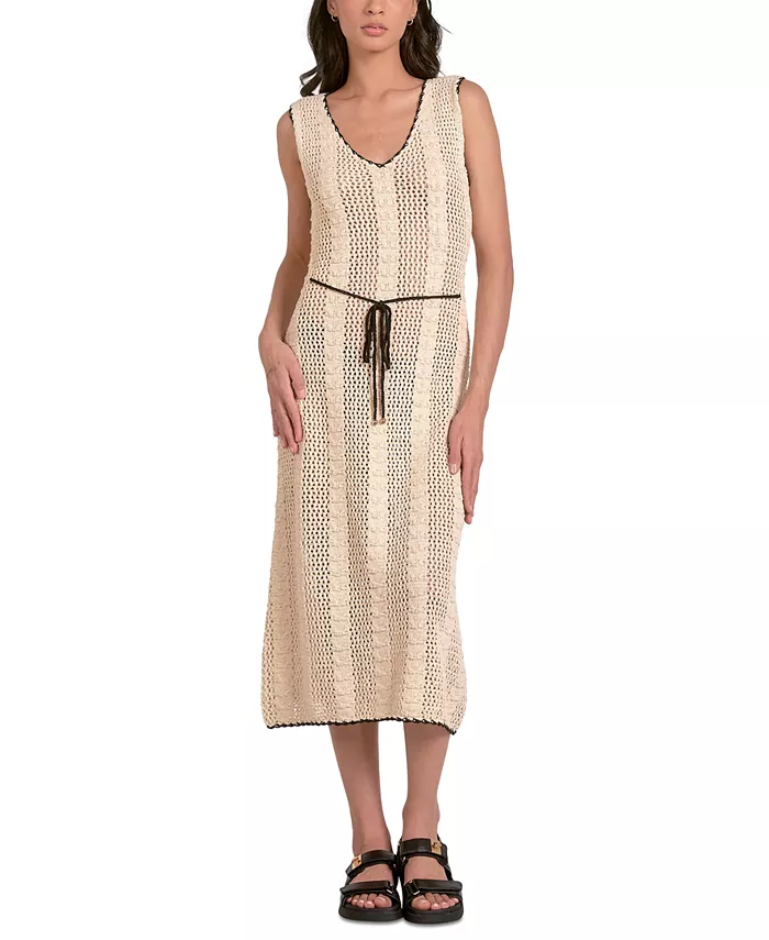 Женское вязаное крючком платье миди без рукавов с кисточками Elan, синий
Женское вязаное крючком платье миди без рукавов с кисточками Elan, синий