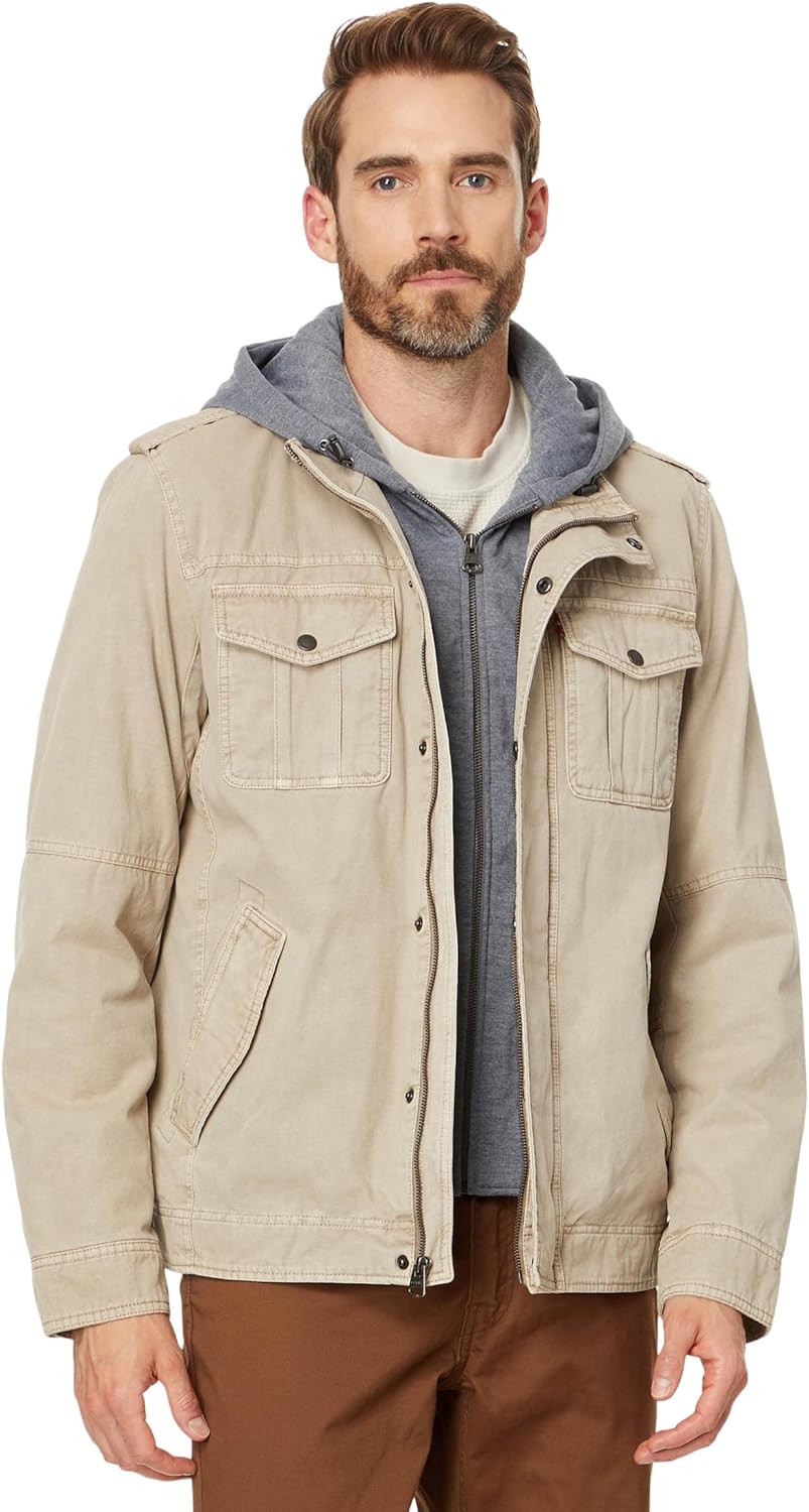 Мужская военная куртка Levi's из стираного хлопка с капюшоном (стандартные размеры, большие и высокие), Stone/Sherpa Lined
Мужская военная куртка Levi's из стираного хлопка с капюшоном (стандартные размеры, большие и высокие), Stone/Sherpa Lined
