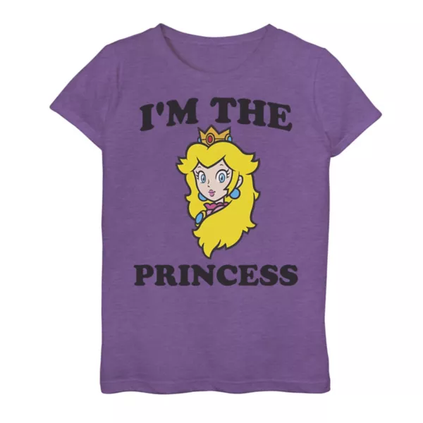 Футболка для девочек 7-16 лет с принтом "Принцесса Пич из Nintendo Super Mario" и надписью "Я принцесса" Licensed Character, цвет purple heather
Футболка для девочек 7-16 лет с принтом "Принцесса Пич из Nintendo Super Mario" и надписью "Я принцесса" Licensed Character, цвет purple heather