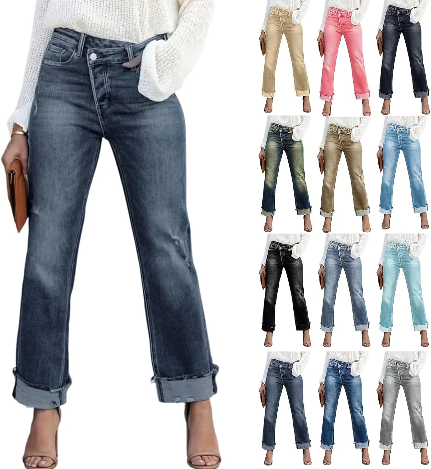 eoeioa Женские джинсы прямого кроя с высокой посадкой и потертостями
eoeioa Женские джинсы прямого кроя с высокой посадкой и потертостями