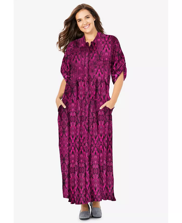 Женское платье-рубашка с отворотами и рукавами-подкладками Woman Within, красный
Женское платье-рубашка с отворотами и рукавами-подкладками Woman Within, красный