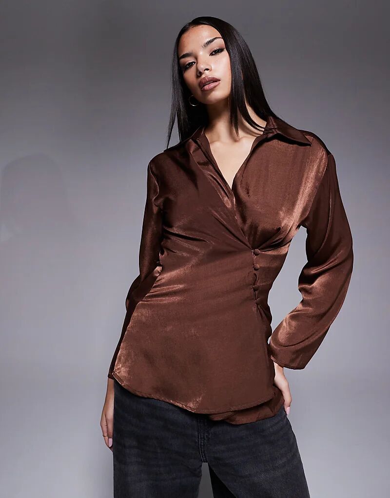Атласная рубашка-халат ASOS DESIGN шоколадного цвета
Атласная рубашка-халат ASOS DESIGN шоколадного цвета