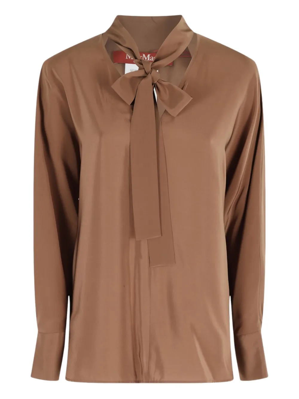 Шелковая блузка с воротником-бантом MAX MARA, коричневый 
Шелковая блузка с воротником-бантом MAX MARA, коричневый