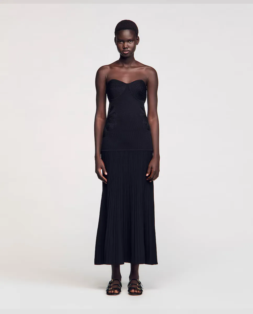 Облегающее платье-бюстье из трикотажа Sandro, черный
Облегающее платье-бюстье из трикотажа Sandro, черный