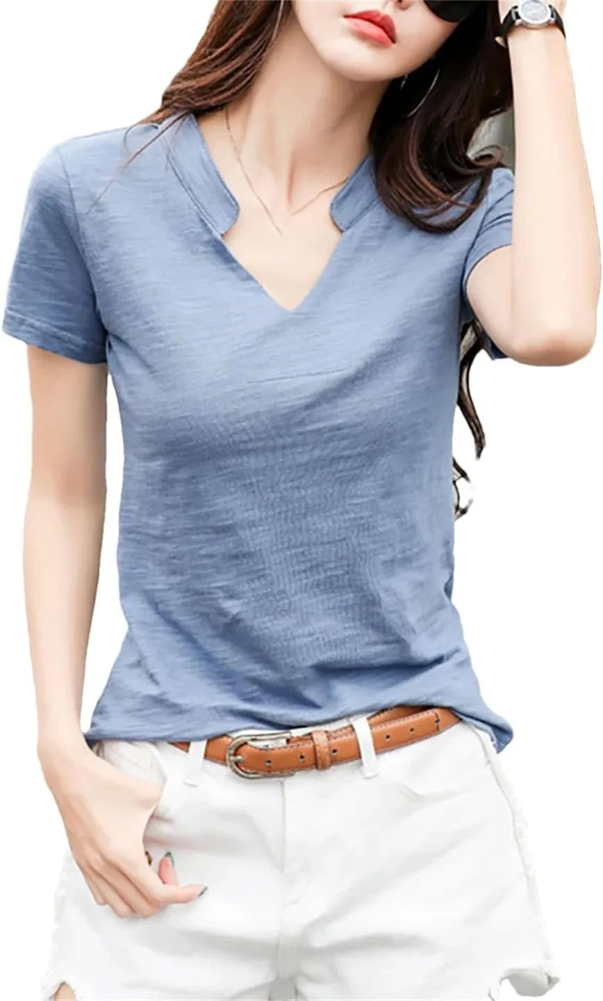 Женская футболка с V-образным вырезом, классический короткий рукав, хлопок, Slim Fit
Женская футболка с V-образным вырезом, классический короткий рукав, хлопок, Slim Fit