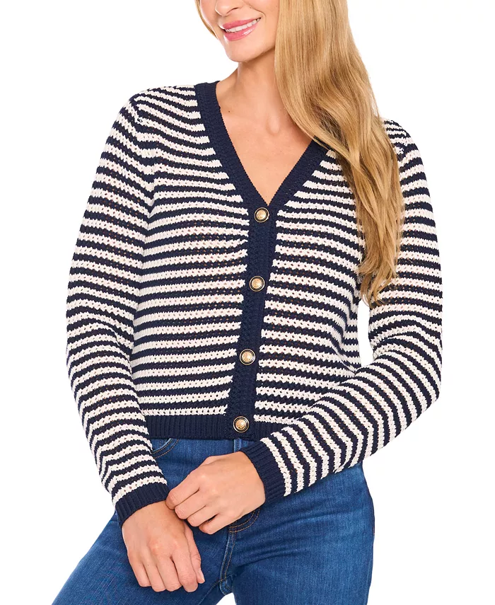 Женский кардиган с длинными рукавами в полоску и ажурным узором CeCe, мультиколор
Женский кардиган с длинными рукавами в полоску и ажурным узором CeCe, мультиколор