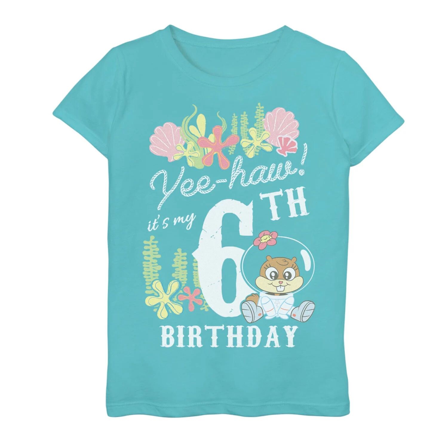 Футболка «Мой шестой день рождения» с изображением Сэнди Йи-Хоу для девочек 7–16 лет «Губка Боб Квадратные Штаны» Licensed Character
Футболка «Мой шестой день рождения» с изображением Сэнди Йи-Хоу для девочек 7–16 лет «Губка Боб Квадратные Штаны» Licensed Character