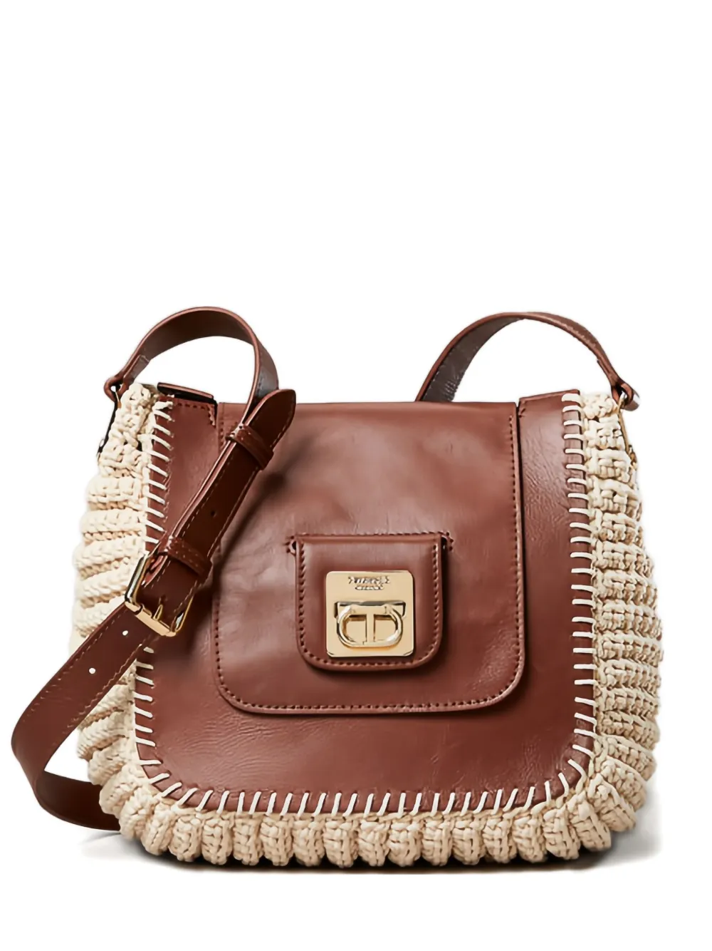 Сумка через плечо из кожи с панелями TWINSET, коричневый
Сумка через плечо из кожи с панелями TWINSET, коричневый