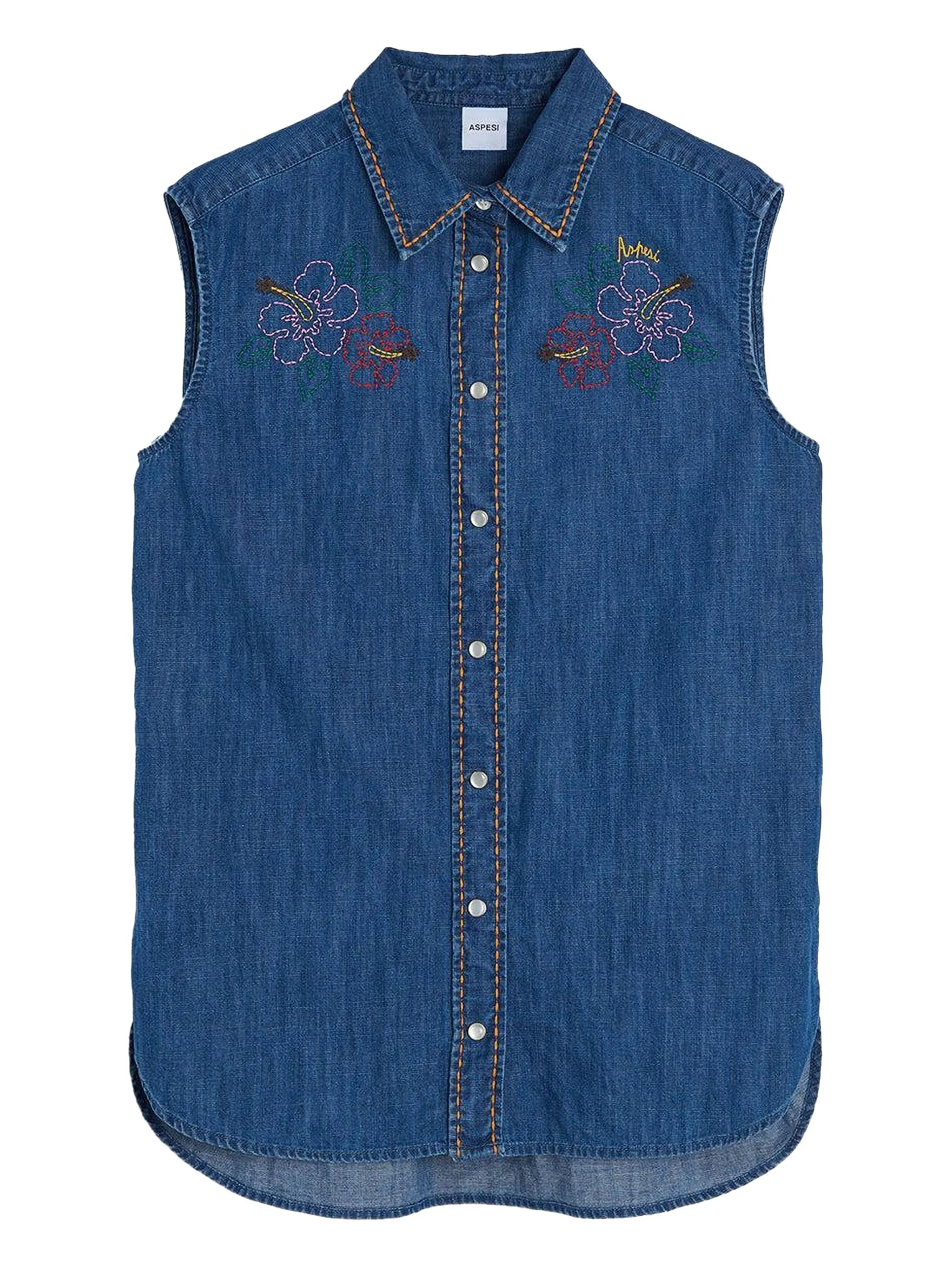Вышитая рубашка без рукавов Aspesi, синий
Вышитая рубашка без рукавов Aspesi, синий