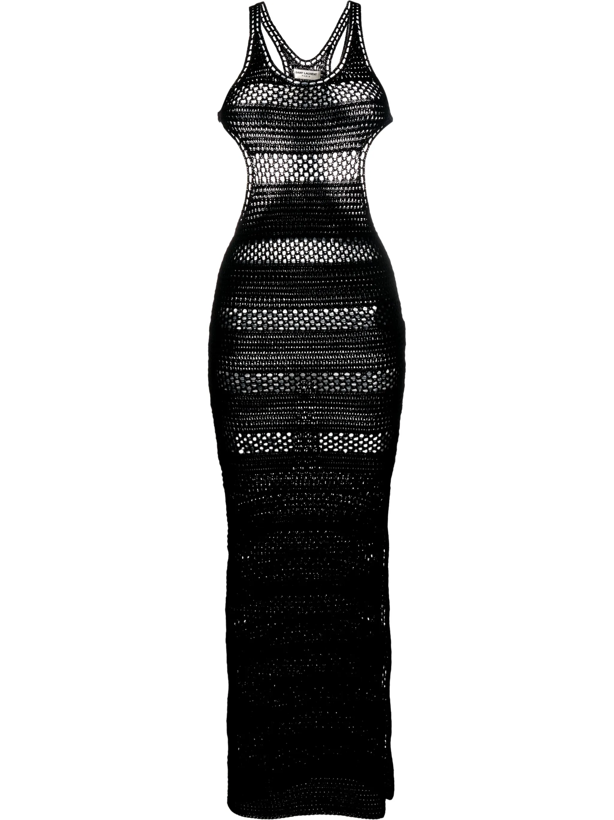 Полосатое платье макси в технике кроше Saint Laurent, черный
Полосатое платье макси в технике кроше Saint Laurent, черный