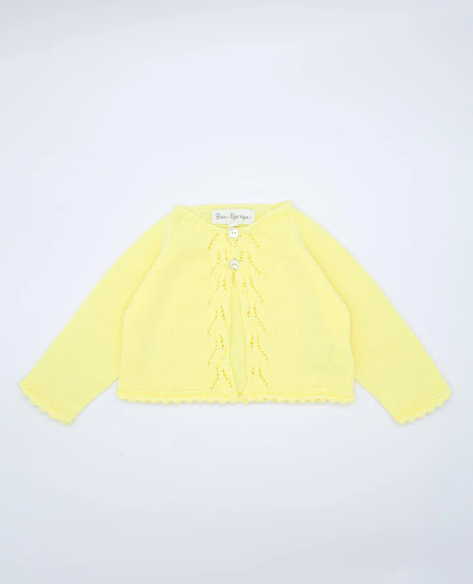 Малышка хлопковая жакетка с ажурным Fina Ejerique, жёлтый
Малышка хлопковая жакетка с ажурным Fina Ejerique, жёлтый