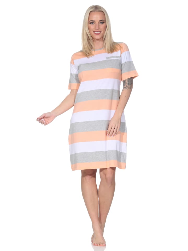 Ночная рубашка с короткими рукавами и полосками, размер 125 214 101, цвет абрикосовый NORMANN
Ночная рубашка с короткими рукавами и полосками, размер 125 214 101, цвет абрикосовый NORMANN