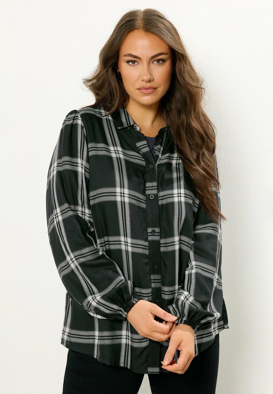 Блуза Yours Clothing Button-down blouse, Black/Anthracite
Блуза Yours Clothing Button-down blouse, Black/Anthracite