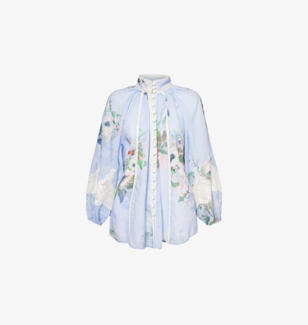 Блузка Everley из рами с кружевной отделкой и цветочным узором Zimmermann, голубой
Блузка Everley из рами с кружевной отделкой и цветочным узором Zimmermann, голубой