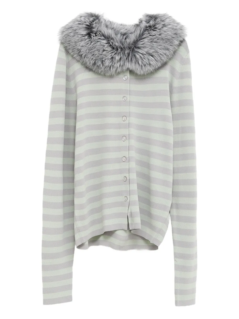 Полосатый кардиган с воротником из искусственного меха NIIHAI, серый
Полосатый кардиган с воротником из искусственного меха NIIHAI, серый