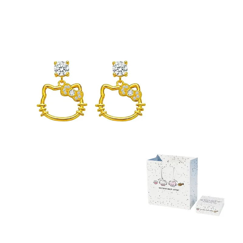 Hello Kitty Zircon Stud Earrings Women's Sanrio, hello kitty stud earrings-золотой
Hello Kitty Zircon Stud Earrings Women's Sanrio, hello kitty stud earrings-золотой